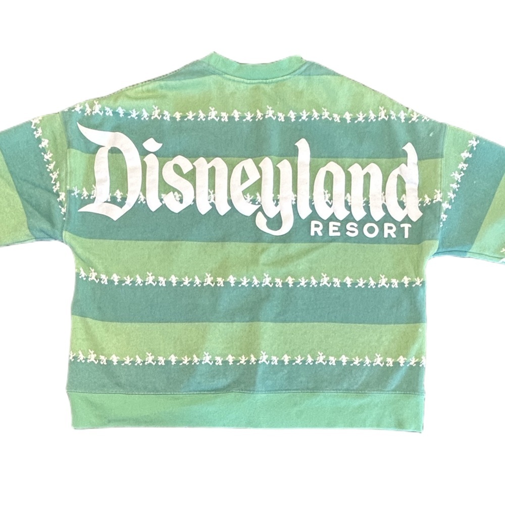 Disneyland resort Mickey and friends green striped logo cropped sweatshirt XS - Picture 2 of 6